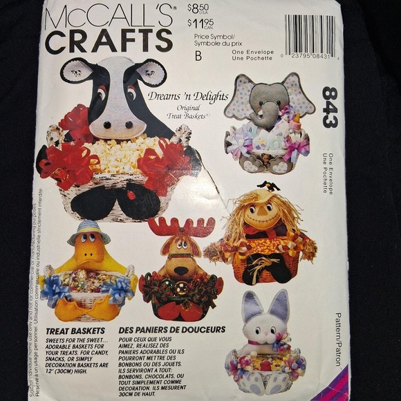 McCall's Other - Treat Basket‎ Baskets Animals McCalls McCall's Pattern 843 Sewing Craft Crafts
